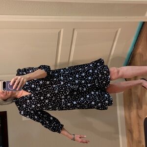 Who What Wear Navy And Light Blue Polka Dot Dress